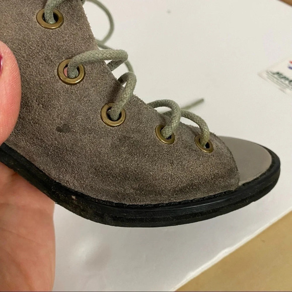 Jeffrey Campbell For Free People Cors Lace Up Suede Booties Heels Shoes Size 8 - Picture 9 of 16